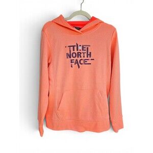 The North Face Hoodie Womens Large Coral Orange Pullover Sweatshirt Logo Pocket